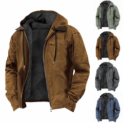 Timoontee Men's Fall Winter Thickened Warm Jacket Coat Solid Full Zip Hooded Coats Sherpa Lined Jacket Casual Comfy Fashion Outerwear Coat Navy M