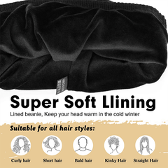 WMCAPS Winter Beanie for Men Women, Fleece Lined Beanie Soft Warm Knit Hat Ski Stocking Cuffed Cap(Black)