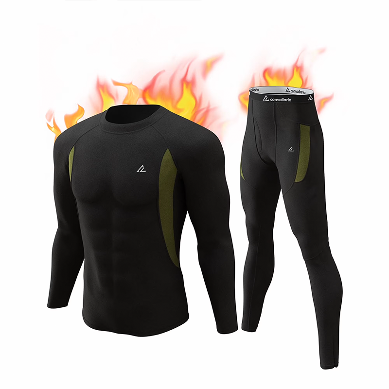 CL convallaria Mens Thermal Underwear Set with Fly, Long Johns Base Layer Winter Hunting Gear Sport Top and Bottom XS-4XL